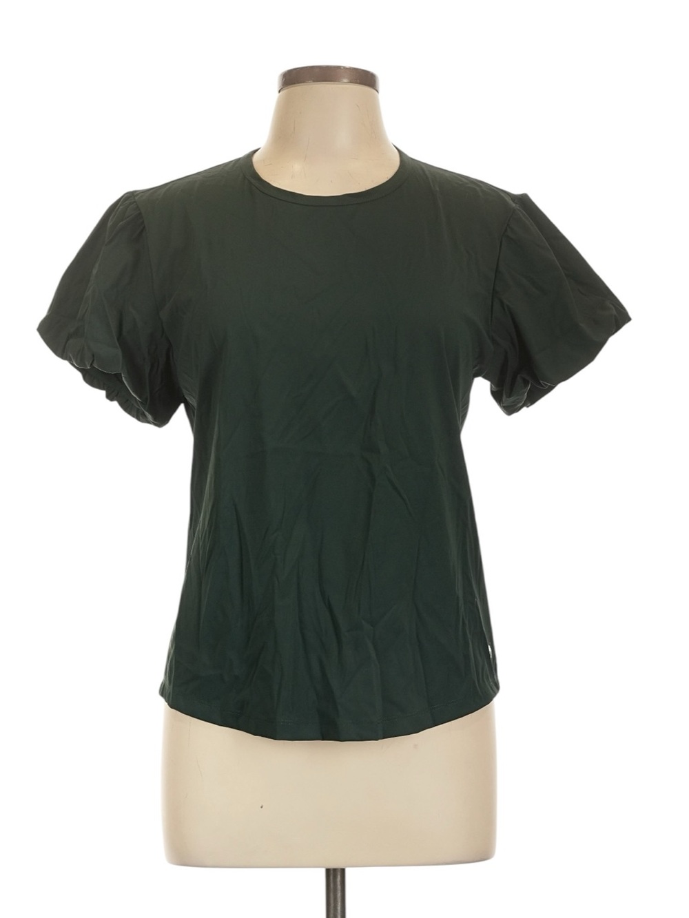 Greyson Puff Sleeve Crew Active Shirt Large Dark Green Golf Althleisure NWT
